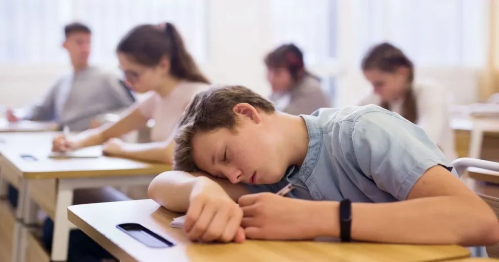 Over stimulated at school can you to fall asleep.