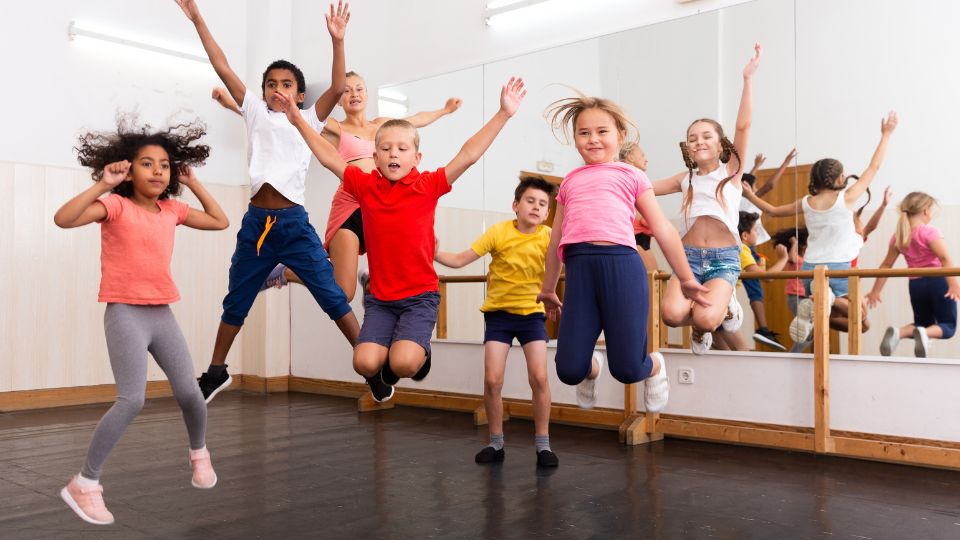 A group of kids jumping