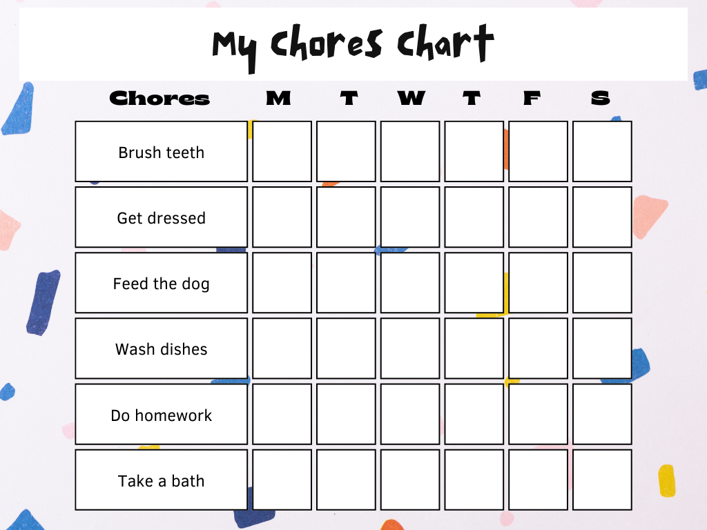chore chart used for kids to follow